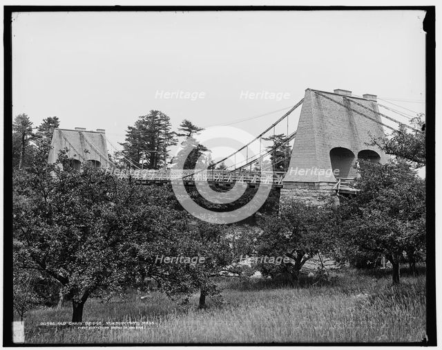 Old chain bridge, Newburyport, Mass., first suspension bridge in America, c1900. Creator: Unknown.