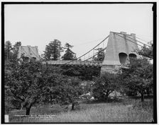 Old chain bridge, Newburyport, Mass., first suspension bridge in America, c1900. Creator: Unknown