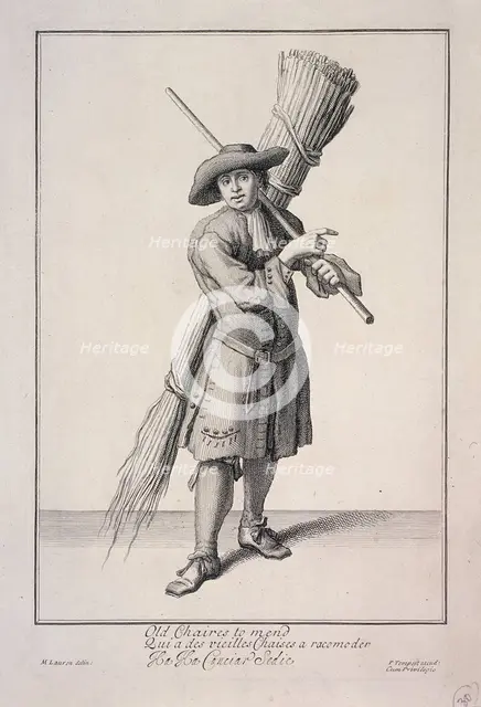 'Old Chaires to mend', Cries of London, (1688?). Artist: Anon