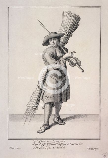 'Old Chaires to mend', Cries of London, (1688?). Artist: Anon