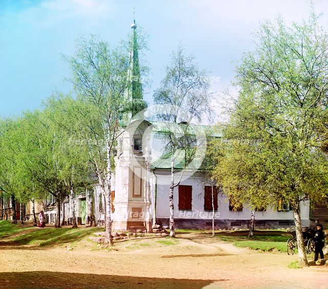 Old chapel on the street of the town of Ostashkov, 1910. Creator: Sergey Mikhaylovich Prokudin-Gorsky.