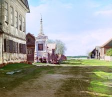 Old chapel on the waterfront in the town of Ostashkov, 1910. Creator: Sergey Mikhaylovich Prokudin-Gorsky