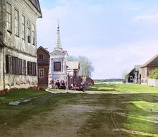 Old chapel on the waterfront in the town of Ostashkov, 1910. Creator: Sergey Mikhaylovich Prokudin-Gorsky