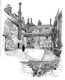 Old Charterhouse: In Washhouse Court 1886. Artist: Joseph Pennell