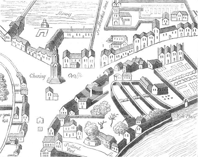 Old Charing-Cross, from Aggas's plan of London, 1864. Creator: Unknown.