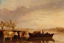 Old Chelsea Bridge, c1799. Creator: James M Burnet
