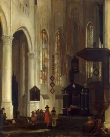 Old Church (Oudekerk) in Delft with the Tomb of Admiral Pieter Pieterszoon Hein (Heyn), 1650. Creator: Emanuel de Witte