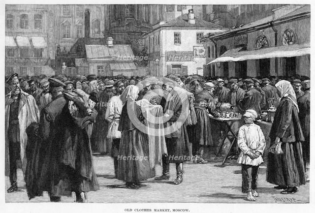 'Old Clothes Market, Moscow', c19th century. Artist: Unknown
