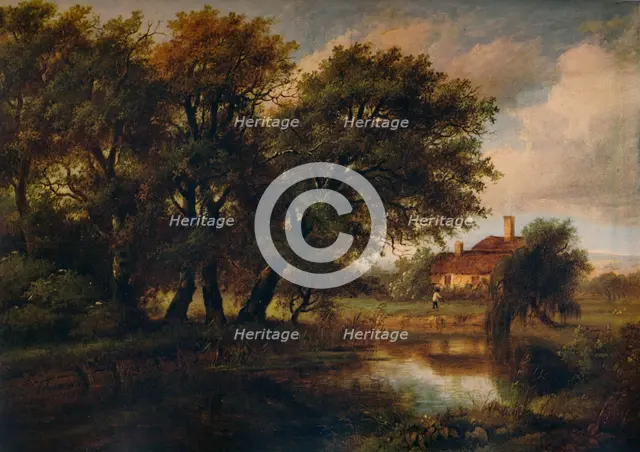'Old Cottages on the Brent, looking towards Harrow', 1830. Artist: Patrick Nasmyth.