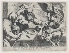 Old Couple and Death with Bagpipes, 1612. Creator: Werner Jacobsz. van den Valckert