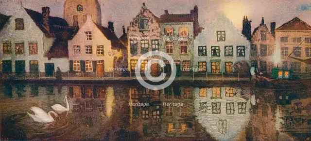 'Old Embankment at Bruges', c1890 Artist: Victor Olivier Gilsoul.