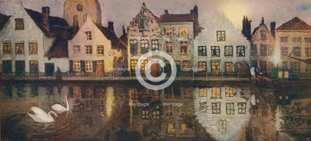 'Old Embankment at Bruges', c1890 Artist: Victor Olivier Gilsoul.