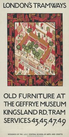 Old Furniture At The Geffrye Museum London County Council (LCC) Tramways poster, 1924. Artist: Howard Spear