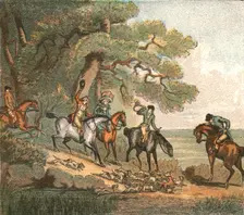 'Old Fashioned Sporting Pictures, and the Road to Bygone Days; Fox Hunting -1887--The Kill 1890. Creator: Thomas Rowlandson