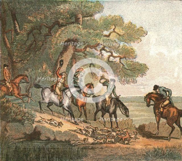 ''Old Fashioned Sporting Pictures, and the Road to Bygone Days; Fox Hunting -1887--The Kill', 1890. Creator: Thomas Rowlandson.