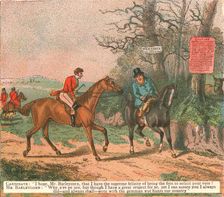 'Old Fashioned Sporting Pictures, and the Road to Bygone Days; Sporting Anecdote--Fox Hunting versu Creator: Unknown