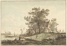 Old farmhouse on a river, 1790-1810. Creator: Jacob van Strij