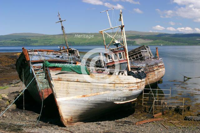 Old fishing boats, near Salen, Mull, Argyll and Bute, Scotland.