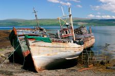 Old fishing boats, near Salen, Mull, Argyll and Bute, Scotland. Creator: Peter Thompson