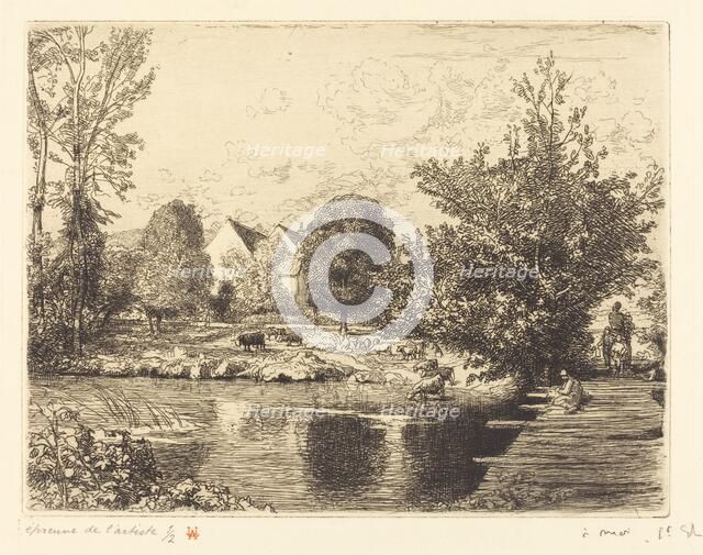 Old Foot-bridge, Banks of the Small Morin (Vieille passerelle, bords du petit morin), 1915. Creator: Auguste Lepere.