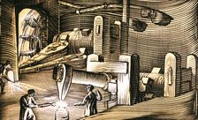 Old Forge or blacksmith producing iron and steel tools