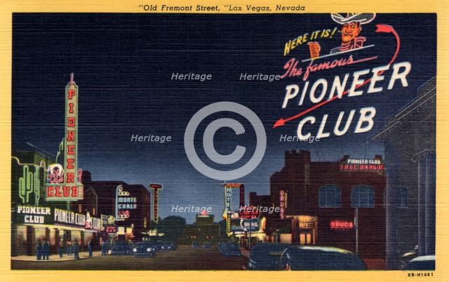 'Old Fremont Street, Las Vegas, Nevada', postcard, 1948. Artist: Unknown