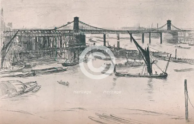 Old Hungerford Bridge, 1861, (1903). Artist: James Abbott McNeill Whistler