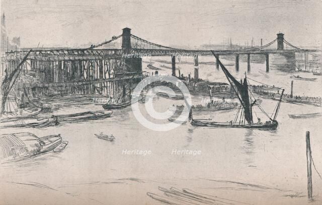 Old Hungerford Bridge, 1861, (1903). Artist: James Abbott McNeill Whistler