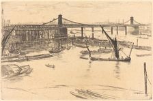 Old Hungerford Bridge, 1861. Creator: James Abbott McNeill Whistler