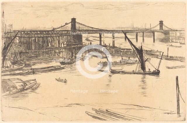 Old Hungerford Bridge, 1861. Creator: James Abbott McNeill Whistler.