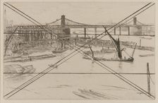 Old Hungerford Bridge, 1861. Creator: James Abbott McNeill Whistler