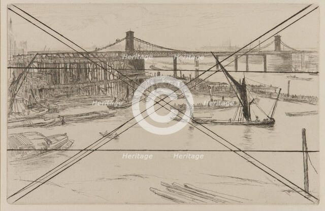 Old Hungerford Bridge, 1861. Creator: James Abbott McNeill Whistler.