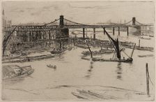 Old Hungerford Bridge, 1861. Creator: James Abbott McNeill Whistler