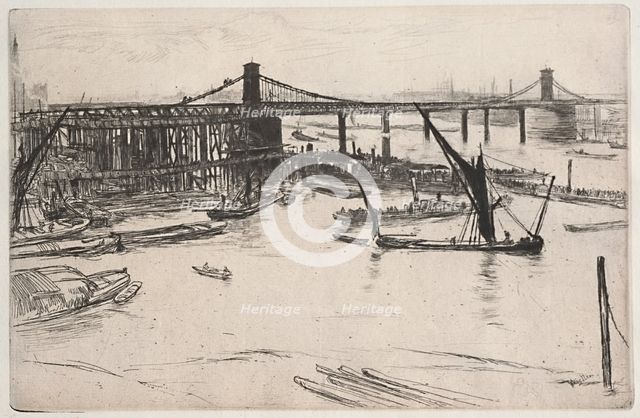 Old Hungerford Bridge, 1861. Creator: James McNeill Whistler (American, 1834-1903).