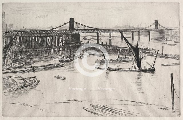 Old Hungerford Bridge. Creator: James McNeill Whistler (American, 1834-1903).
