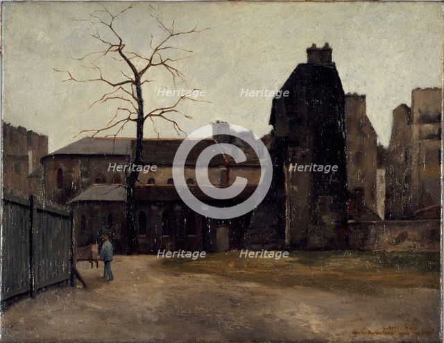 Old Hotel-Dieu, courtyard of central office, 1882. Creator: Charles Alexis Apoil.