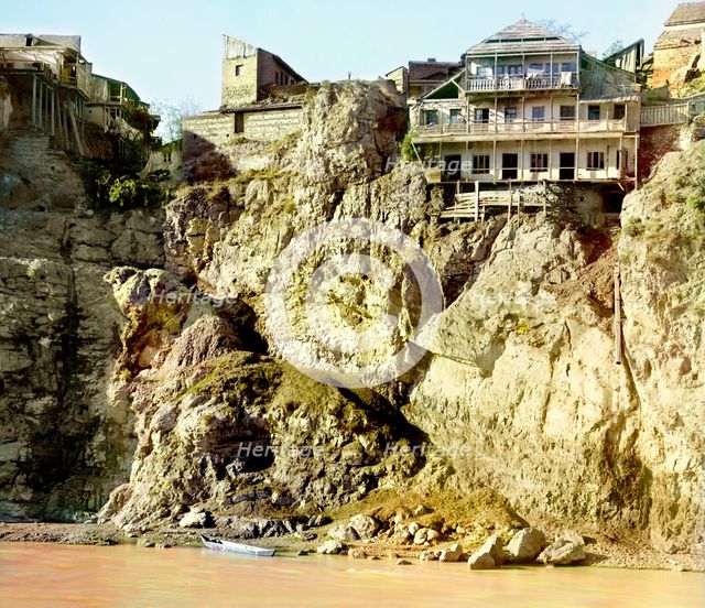 Old house on the cliff on the left bank of Kura River, between 1905 and 1915. Creator: Sergey Mikhaylovich Prokudin-Gorsky.