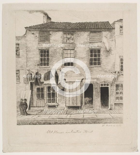 Old House in Rector Street (from Scenes of Old New York), 1870. Creator: Henry Farrer.