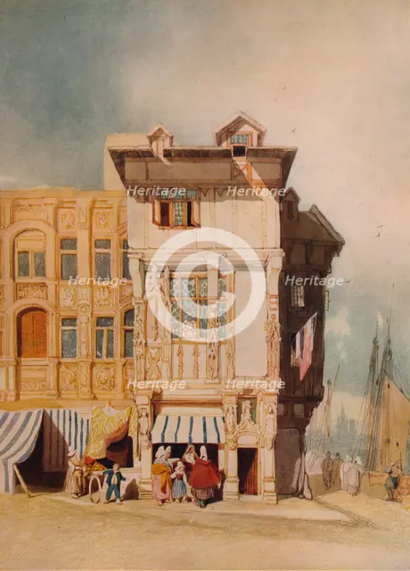 'Old Houses, with Figures', c1836. Artist: John Sell Cotman.