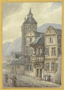 Old houses and a tower, c1840s. Creator: Hector von Gunderrode