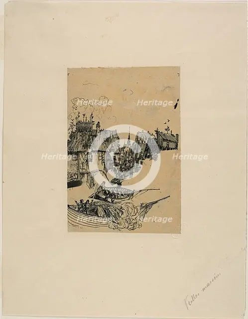 Old Houses and Fishing Boats, n.d. Creator: Rodolphe Bresdin.