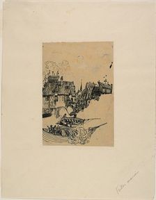 Old Houses and Fishing Boats, n.d. Creator: Rodolphe Bresdin