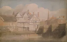 Old Houses and Wye Bridge, Hereford, 1815-20. Creator: David Cox the Elder