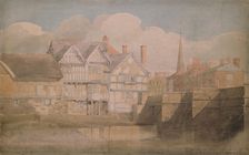 Old Houses and Wye Bridge, Hereford, 1815-20. Creator: David Cox the Elder