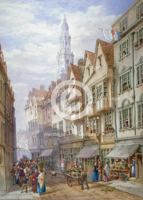 Old houses in Wych Street, Westminster, London, 1873. Artist: William Richardson