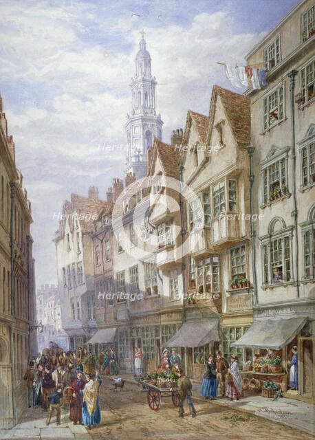 Old houses in Wych Street, Westminster, London, 1873. Artist: William Richardson