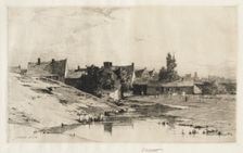 Old Houses near Bruges, 1884-1888. Creator: Charles Adams Platt (American, 1861-1933)