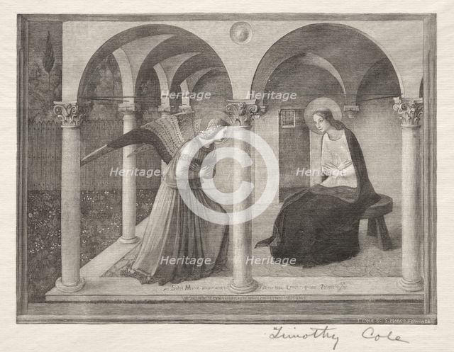 Old Italian Masters: The Annunciation, 1888-1892. Creator: Timothy Cole (American, 1852-1931).