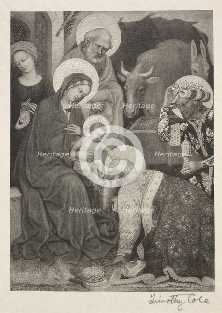 Old Italian Masters: The Adoration of the Magi, 1887. Creator: Timothy Cole (American, 1852-1931).