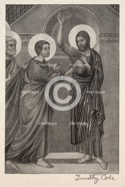 Old Italian Masters: The Incredulity of St. Thomas, 1888-1892. Creator: Timothy Cole (American, 1852-1931).